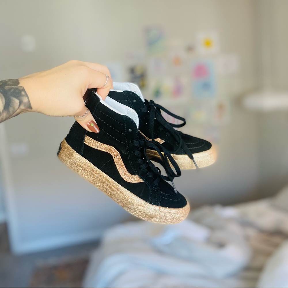 Girls black & gold glitter Vans 13.5